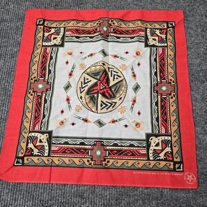 Vintage Wamcraft Native American or Southwestern Pattern Bandana Made in USA